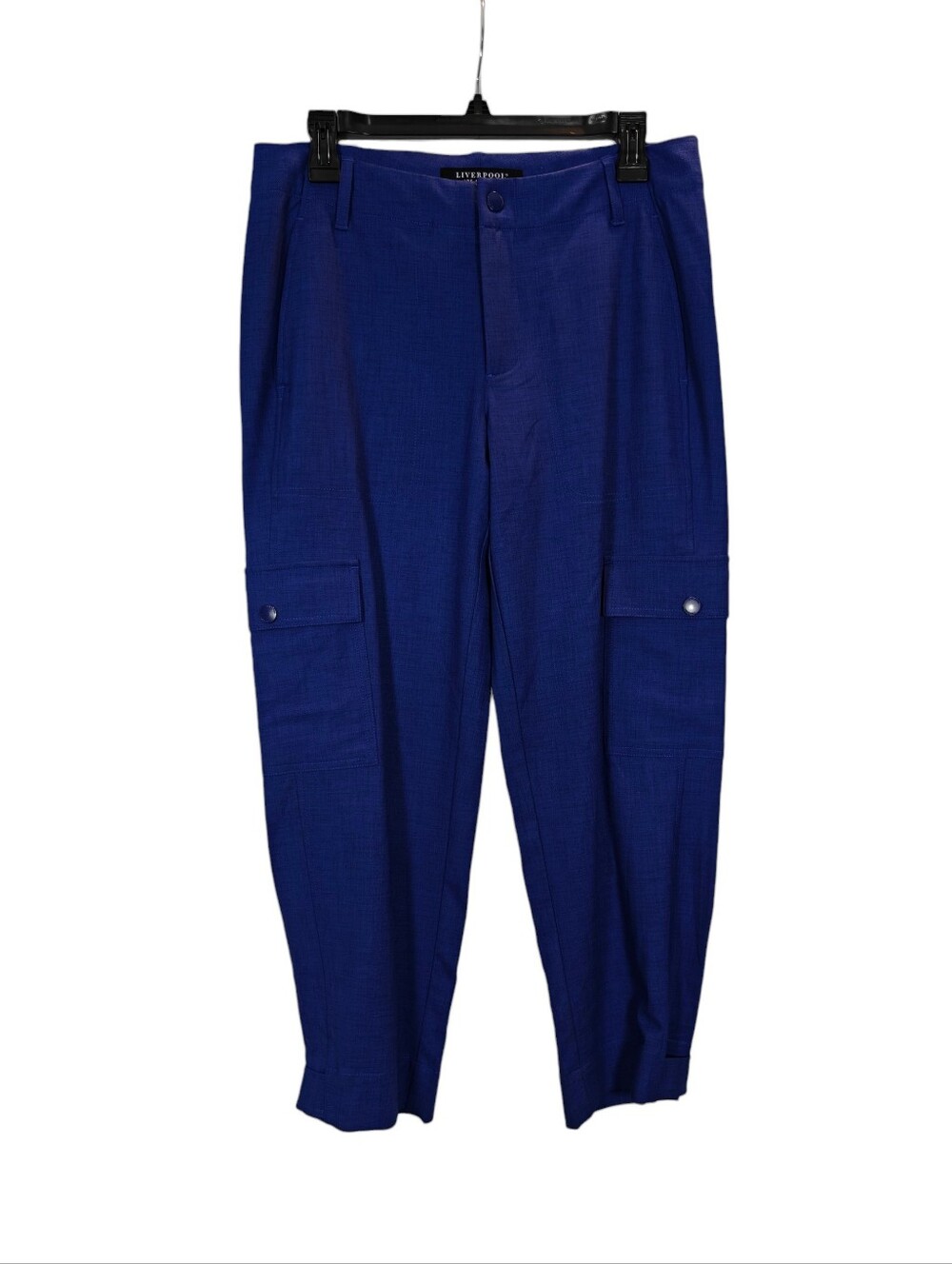 LIVERPOOL LOS ANGELES NWT Utility Crop Tab Hem Cargo Pants In Blue Topaz
